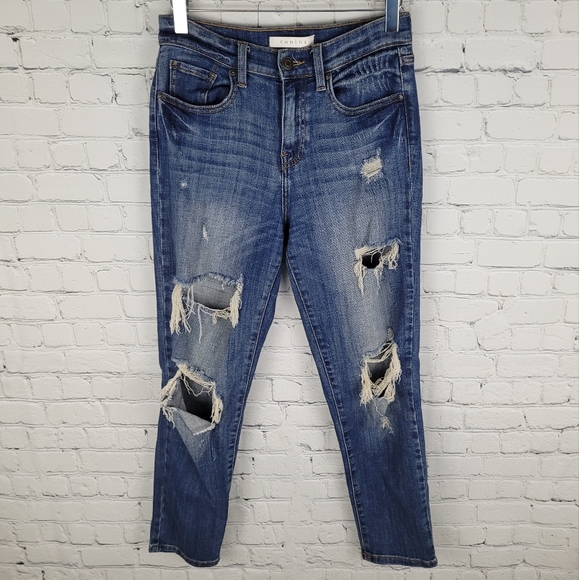 EUNINA | Tobi high rise relaxed skinny distressed destroyed denim jeans - Picture 4 of 9